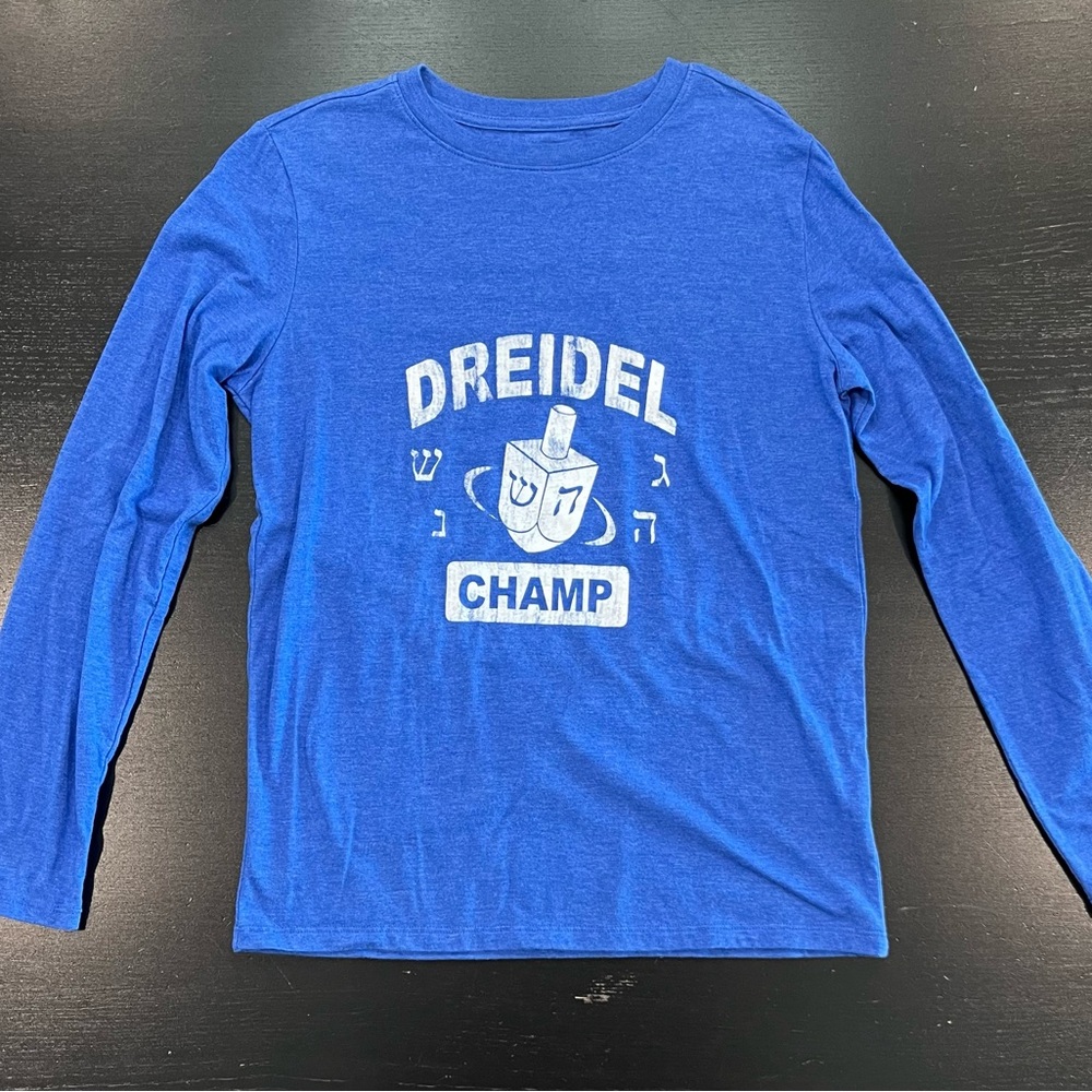 Dreidel Champ long sleeve t-shirt.